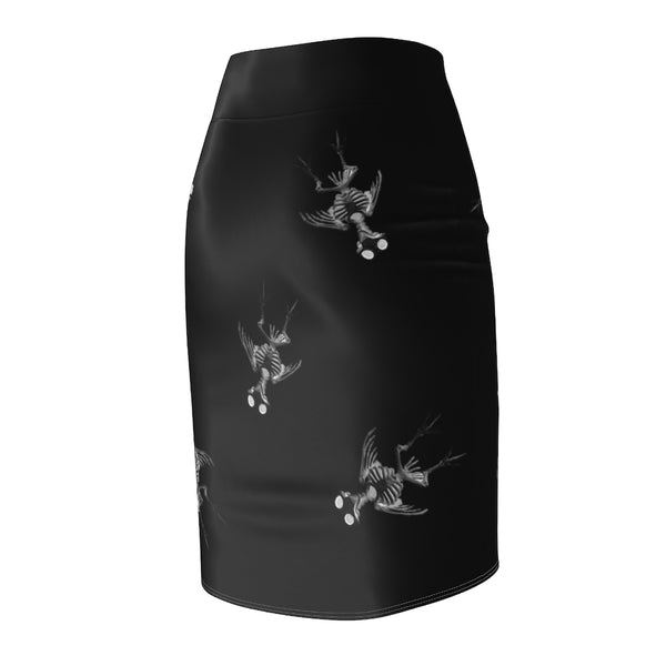 Raven Skeleton Pencil Skirt