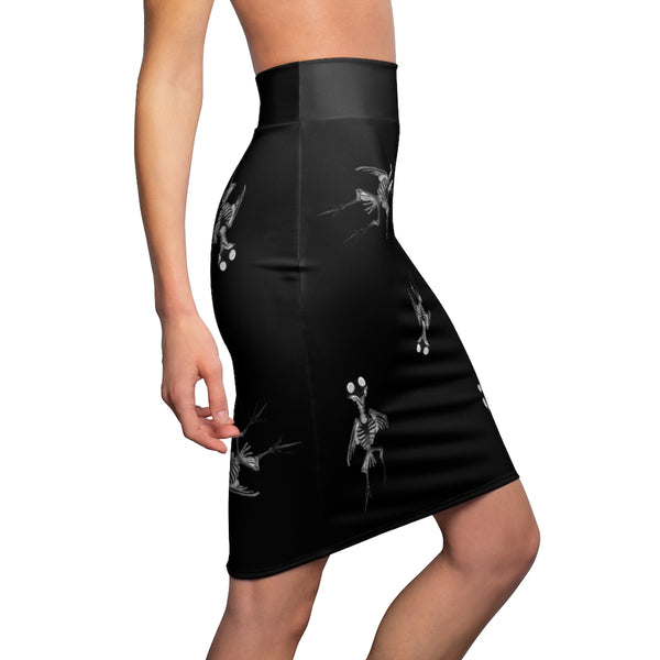 Raven Skeleton Pencil Skirt