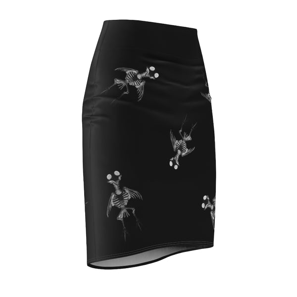 Raven Skeleton Pencil Skirt